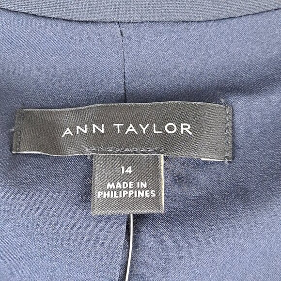 Ann Taylor Size 14 Navy Blue Blazer 1 Button Closure Long Sleeve Pockets NWT - Picture 9 of 14